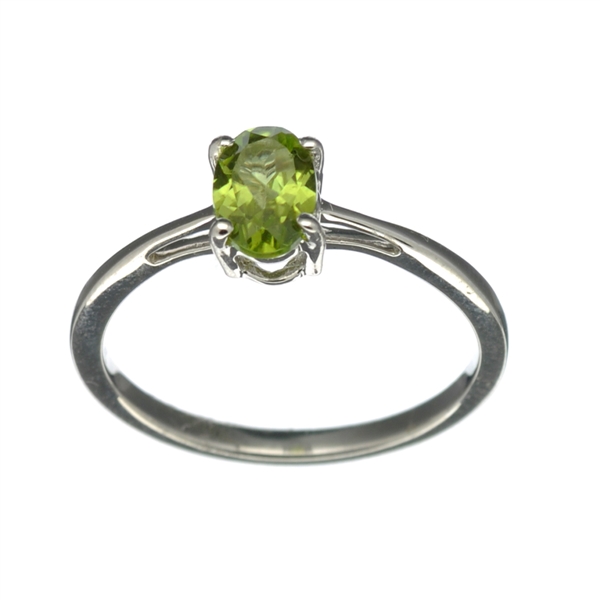 0.81CT Oval Cut Peridot Solitaire Sterling Silver Ring