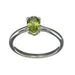 0.81CT Oval Cut Peridot Solitaire Sterling Silver Ring