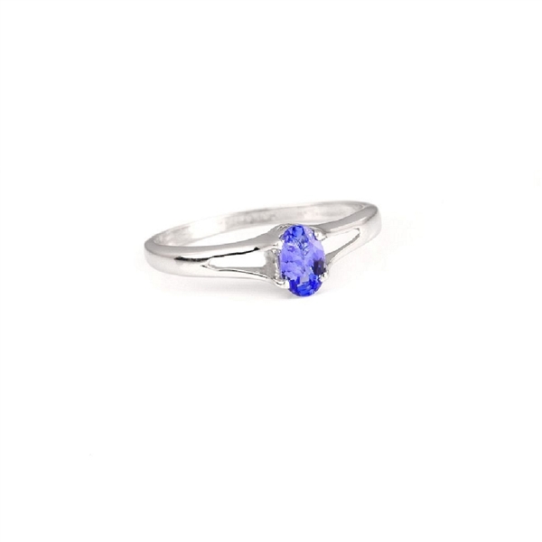 0.45CT Oval Cut Tanzanite And Platinum Over Sterling Silver Ring