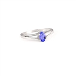 0.45CT Oval Cut Tanzanite And Platinum Over Sterling Silver Ring