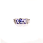 1.20CT Tanzanite And Topaz Platinum Over Sterling Silver Ring