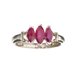 1.00CT Marquise Cut Ruby And Platinum Over Sterling Silver Ring