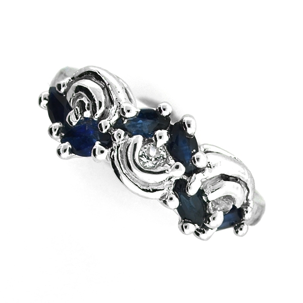 0.60CT Blue Sapphire And Topaz  Platinum Over Sterling Silver Ring
