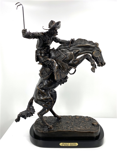 Mini Bronco Buster Bronze by Frederic Remington Rendition 10in H x 9in L x 5in W 8lb (Vault_AS) 
