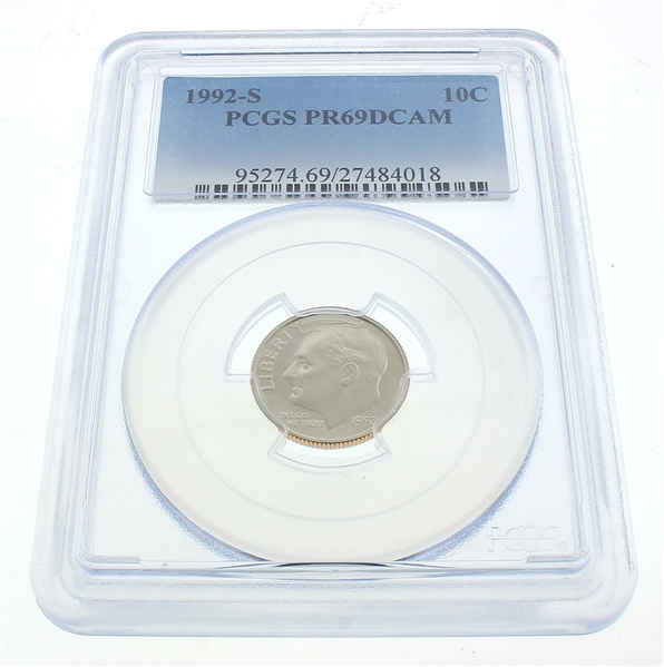 1992-S Roosevelt Dime Graded PCGS PR69DCAM