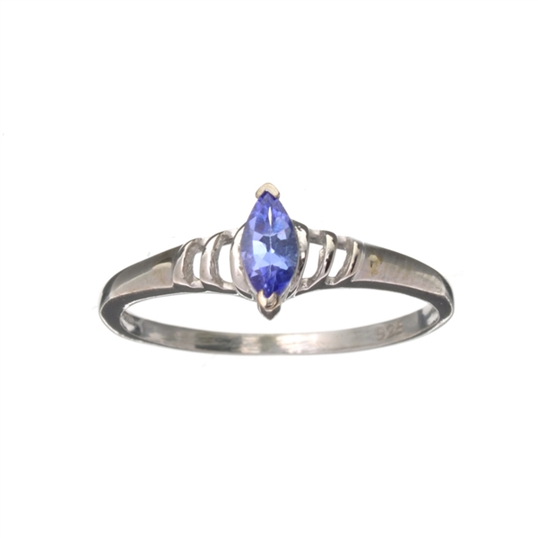 0.35CT Marquise Cut Tanzanite And Platinum Over Sterling Silver Ring