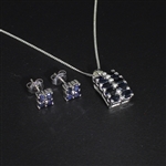 Sapphire Earrings and Pendant Sterling Silver Collection 