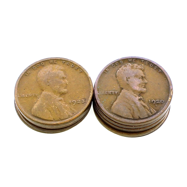 10 1920-1929 Lincoln Wheat Cent Pennies
