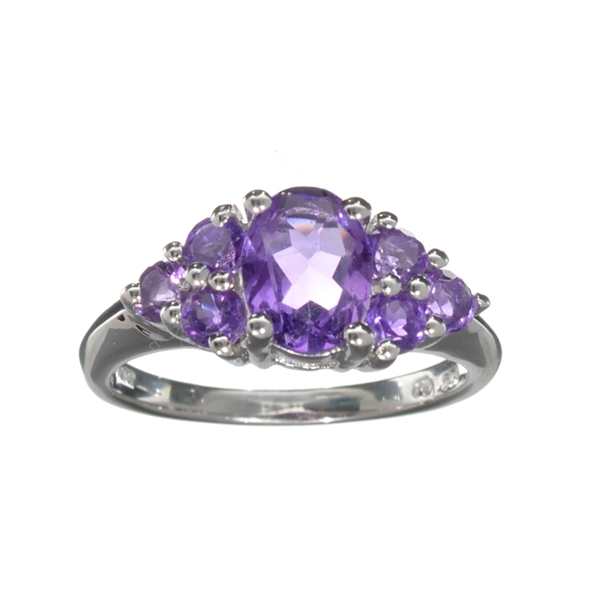 1.80CT Oval Cut Amethyst And Sterling Silver Ring