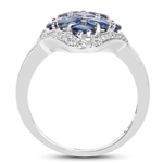 1.80CT Oval Cut Sapphire and White Zircon Sterling Silver Ring