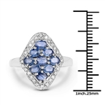 1.80CT Oval Cut Sapphire and White Zircon Sterling Silver Ring