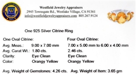 4.26CT Oval Cut Citrine And Sterling Silver Ring
