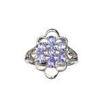 0.97CT Oval Cut Violet Blue Tanzanite And Platinum Over Sterling Silver Ring