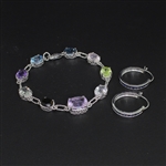 Blue Topaz Earrings and Multi Gemstone Bracelet Sterling Silver Collection 