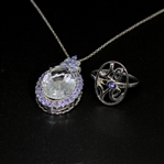 Tanzanite Ring Size 7 and Aquamarine Pendant Sterling Silver Collection 