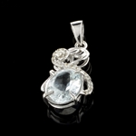2.35CT Aquamarine Beryl And Colorless Topaz Platinum Over Sterling Silver Pendant
