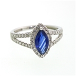 A Spark of Serenity in Sapphire and Diamonds - 18KT White Gold 3.40g, 52RD 0.54CT, and 1BS 1.05CT  (FC_01)