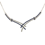 18KT White Gold Necklace 1.92CT Sapphire Corundum and 1.92CT Diamonds