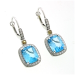 Blue Topaz 14KT White Gold Diamond Earrings (FC_01)
