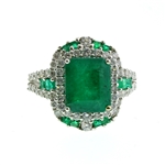 18KT White Gold 4.60g, 3.11CT Emerald and 55 0.95CT Diamond Ring (FC_01)