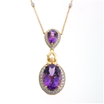 Heavy High Quality 14KT Yellow Gold Amethyst and Diamond Pendant! (FC_01)