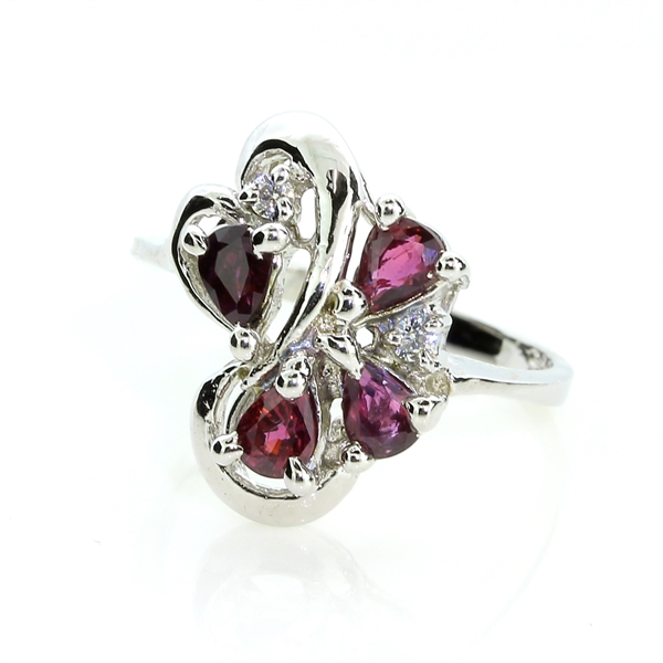 0.75CT Ruby And Topaz Platinum Over Sterling Silver Ring