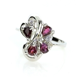 0.75CT Ruby And Topaz Platinum Over Sterling Silver Ring