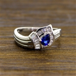 18KT White Gold 4.41g, 0.42CT Sapphire and 0.42CT Diamond Size 6.5 Ring