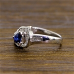 18KT White Gold 4.41g, 0.42CT Sapphire and 0.42CT Diamond Size 6.5 Ring
