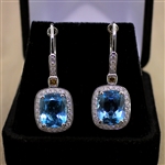 Blue Topaz 14KT White Gold Diamond Earrings (FC_01)