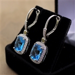 Blue Topaz 14KT White Gold Diamond Earrings (FC_01)