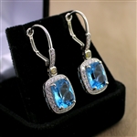 Blue Topaz 14KT White Gold Diamond Earrings (FC_01)