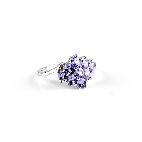 1.80CT Oval Cut Tanzanite And Platinum Over Sterling Silver Ring