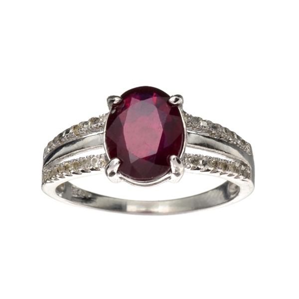 2.15CT Ruby And Colorless Topaz Platinum Over Sterling Silver Ring