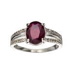 2.15CT Ruby And Colorless Topaz Platinum Over Sterling Silver Ring