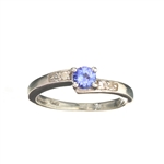 0.40CT Tanzanite And Colorless Topaz Platinum Over Sterling Silver Ring
