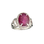 6.00CT Oval Cut Ruby And White Sapphire Over Sterling Silver Ring