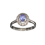 0.78CT Tanzanite And White Sapphire Sterling Silver Ring