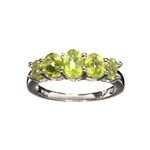 1.49CT Oval Cut Green Peridot And Sterling Silver Ring