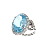 14.35CT Blue Topaz And White Sapphire Sterling Silver Ring