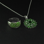Chrome Diopside Ring Size 6.5 and Pendant Sterling Silver Collection 