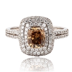 1.18ct Fancy Brown CENTER Diamond 18K White Gold Ring (2.11ctw Diamonds) (Vault_RR03) 