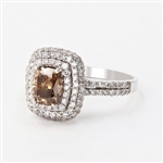 1.18ct Fancy Brown CENTER Diamond 18K White Gold Ring (2.11ctw Diamonds) (Vault_RR03) 