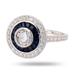 0.65ct Diamond and 1.11ctw Blue Sapphire Platinum Ring (0.99ctw Diamonds) (Vault_RR03) 