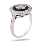 0.65ct Diamond and 1.11ctw Blue Sapphire Platinum Ring (0.99ctw Diamonds) (Vault_RR03) 