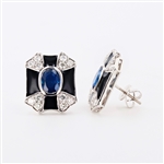 2.60ctw Blue Sapphire and 1.11ctw Diamond Platinum Earrings (Vault_R64) 