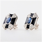 2.60ctw Blue Sapphire and 1.11ctw Diamond Platinum Earrings (Vault_R64) 