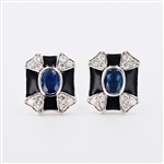 2.60ctw Blue Sapphire and 1.11ctw Diamond Platinum Earrings (Vault_R64) 