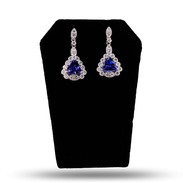 4.94ctw Tanzanite and 2.06ctw Diamond Platinum Dangle Earrings (Vault_R64) 