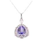 14.02ct Tanzanite and 0.68ctw Diamond 14K White Gold Pendant (Vault_R64) 